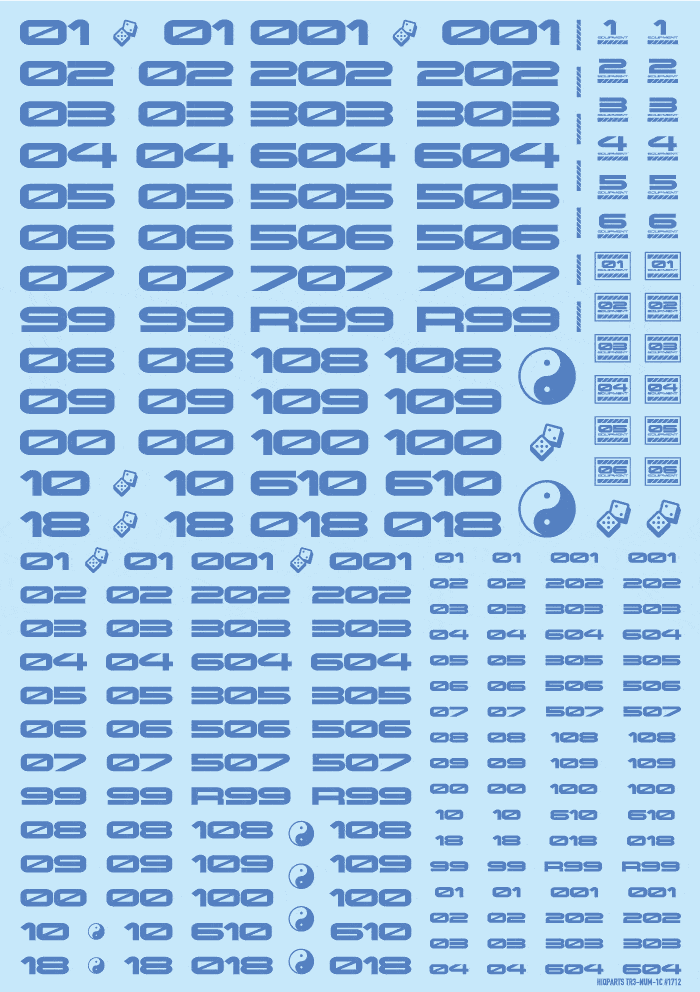 TR Decal 3 Number Blue(1pc)
