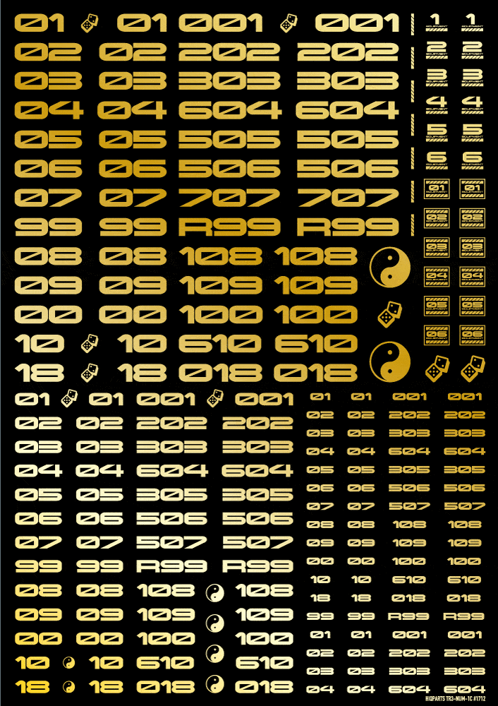 TR Decal 3 Number Gold(1pc)