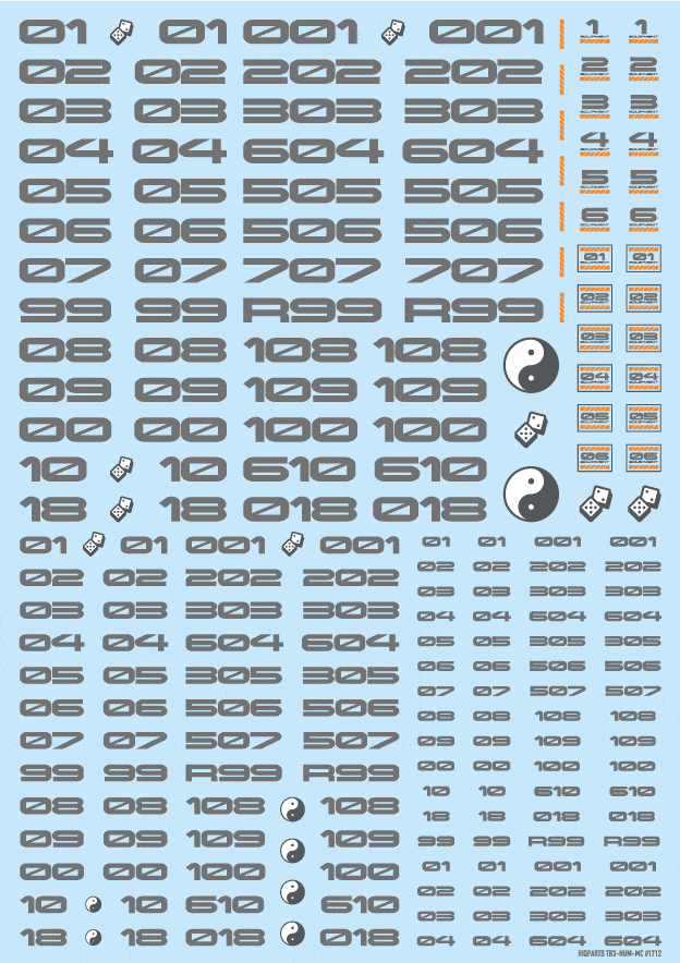 TR Decal 3 Number Gray(1pc)