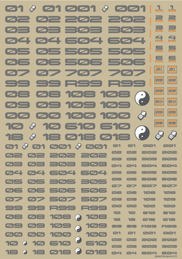 TR Decal 3 Number Gray(1pc)