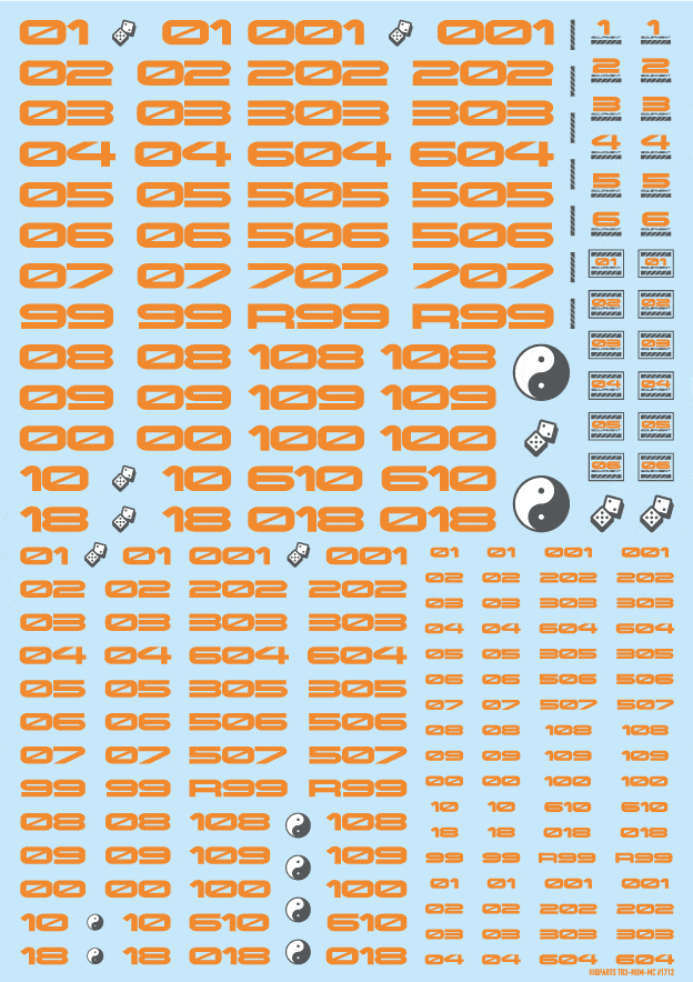TR Decal 3 Number Orange(1pc)