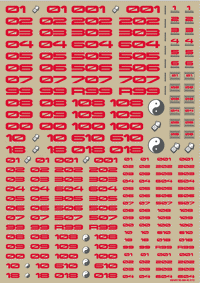 TR Decal 3 Number Red(1pc)