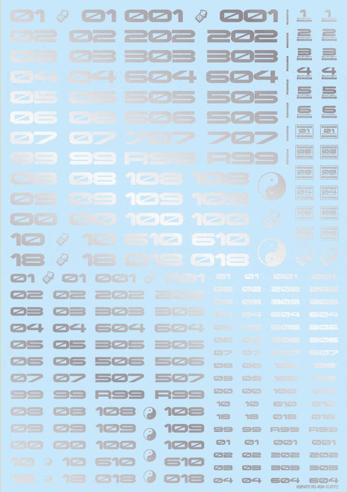 TR Decal 3 Number Silver(1pc)