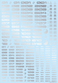 TR Decal 3 Number Silver(1pc)