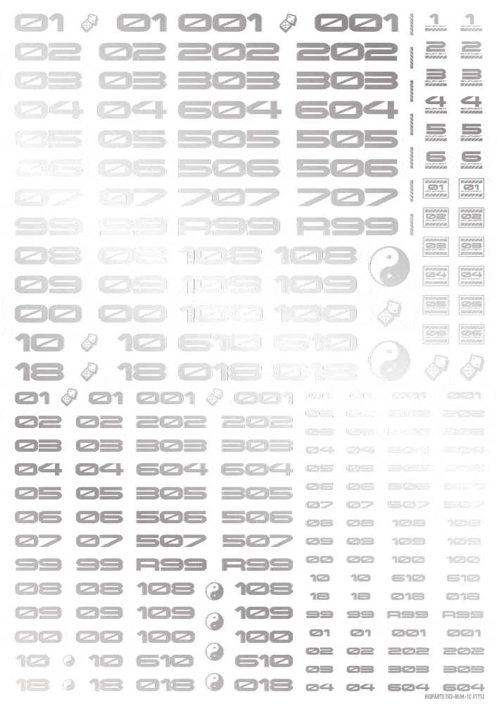 TR Decal 3 Number Silver(1pc)