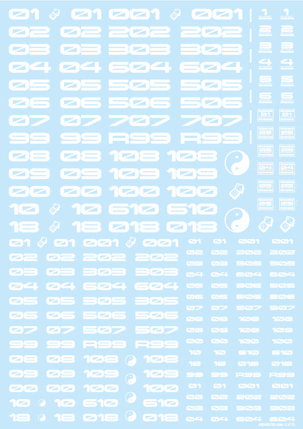 TR Decal 3 Number White(1pc)