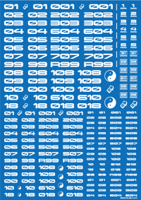 TR Decal 3 Number White(1pc)