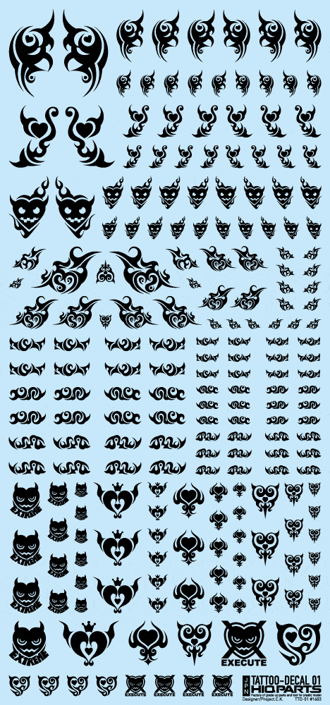 Tattoo Decal 01 "Heart" Black(1pc)