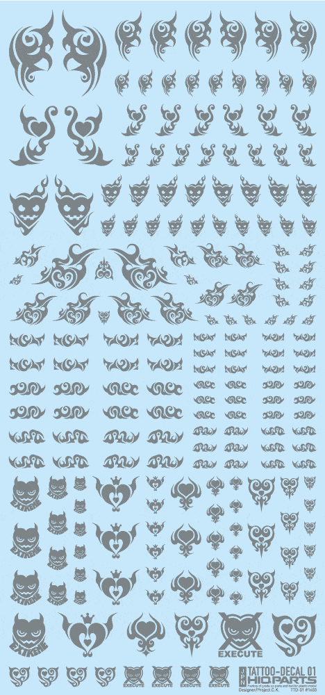 Tattoo Decal 01 "Heart" Clear Black(1pc)