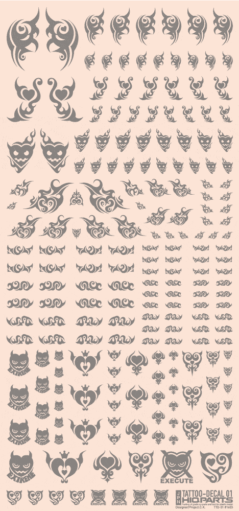 Tattoo Decal 01 "Heart" Clear Black(1pc)