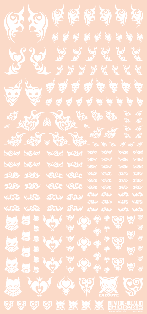 Tattoo Decal 01 "Heart" White(1pc)