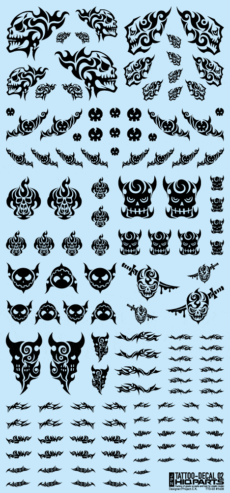 Tattoo Decal 02 "Skull" Black(1pc)