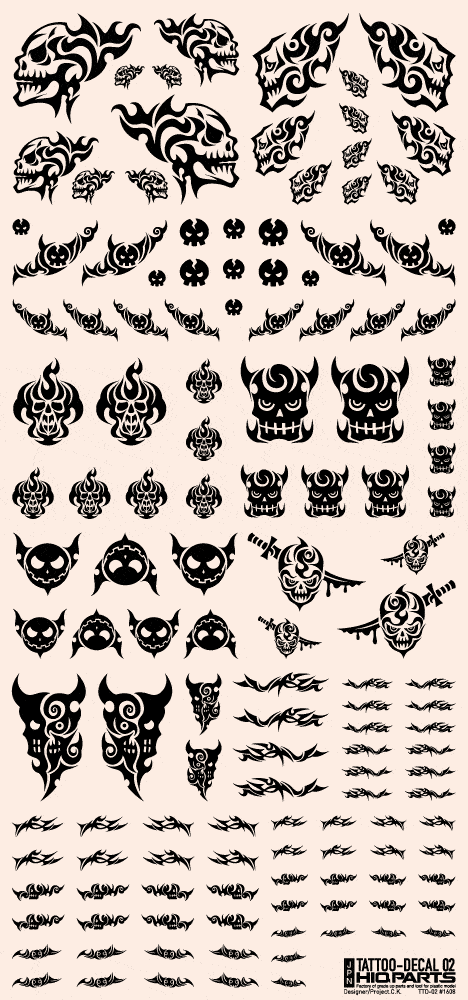 Tattoo Decal 02 "Skull" Black(1pc)