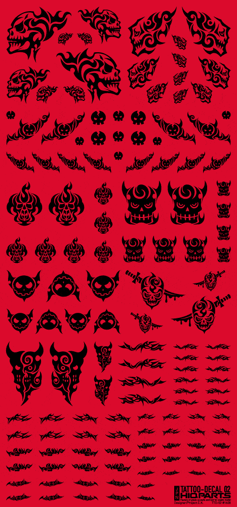 Tattoo Decal 02 "Skull" Black(1pc)