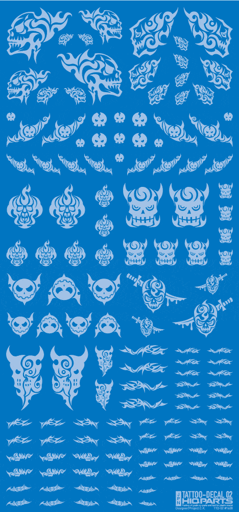 Tattoo Decal 02 "Skull" Clear White(1pc)