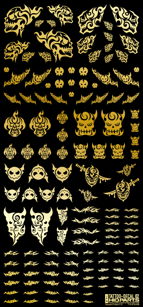 Tattoo Decal 02 "Skull" Gold(1pc)