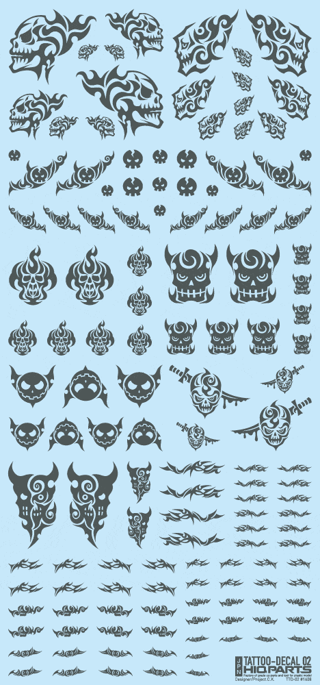Tattoo Decal 02 "Skull" Tattoo Gray(1pc)