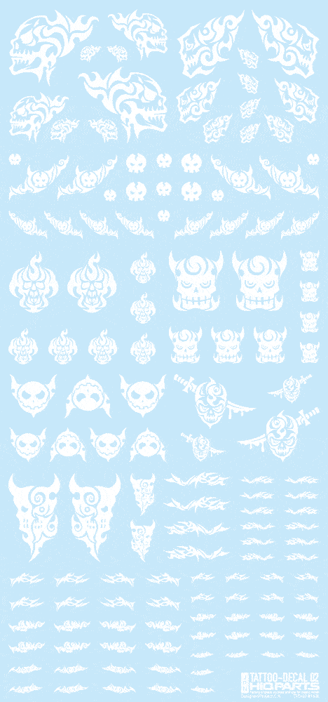 Tattoo Decal 02 "Skull" White(1pc)