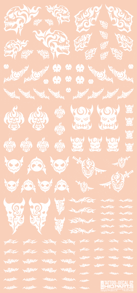 Tattoo Decal 02 "Skull" White(1pc)