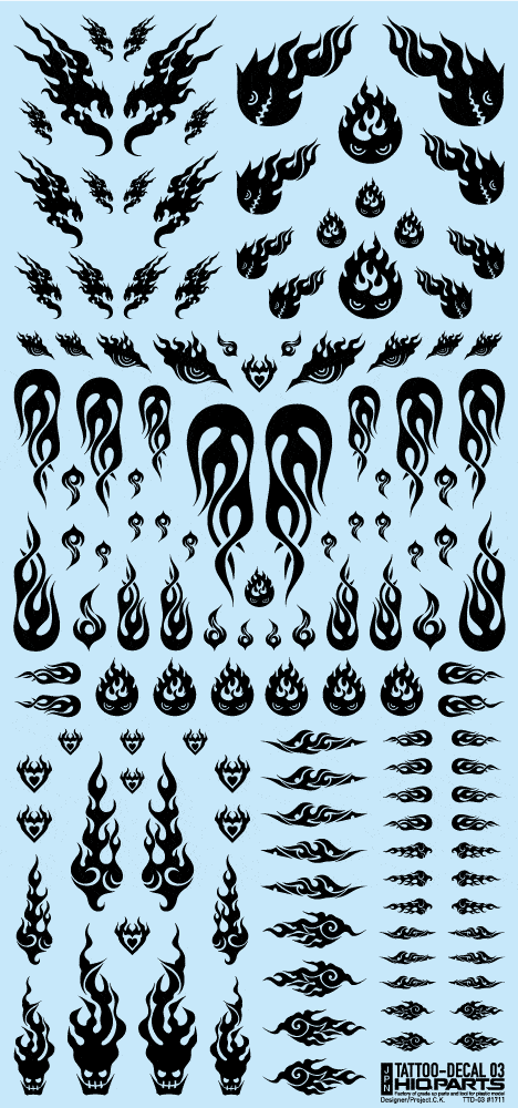 Tattoo Decal 03 "Fire" Black(1pc)