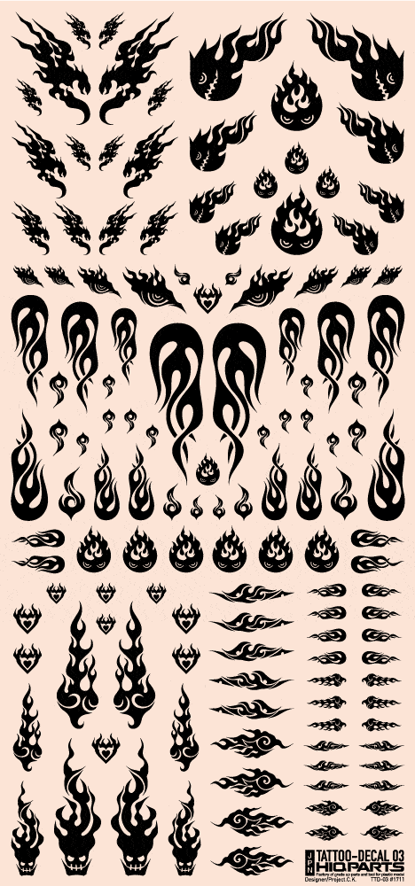 Tattoo Decal 03 "Fire" Black(1pc)