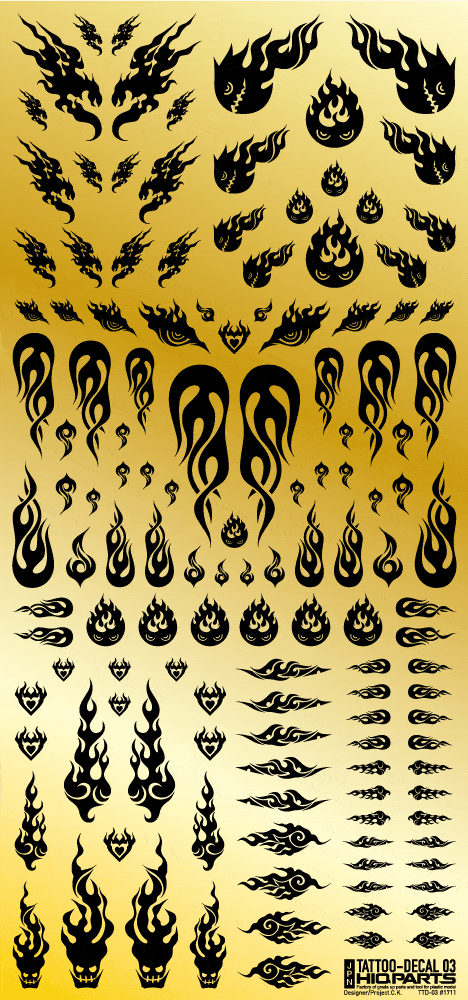 Tattoo Decal 03 "Fire" Black(1pc)