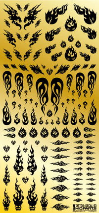 Tattoo Decal 03 "Fire" Black(1pc)