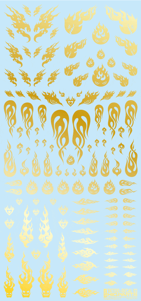 Tattoo Decal 03 "Fire" Gold(1pc)
