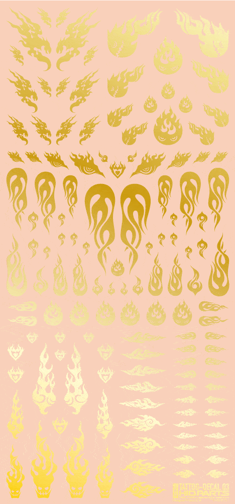 Tattoo Decal 03 "Fire" Gold(1pc)