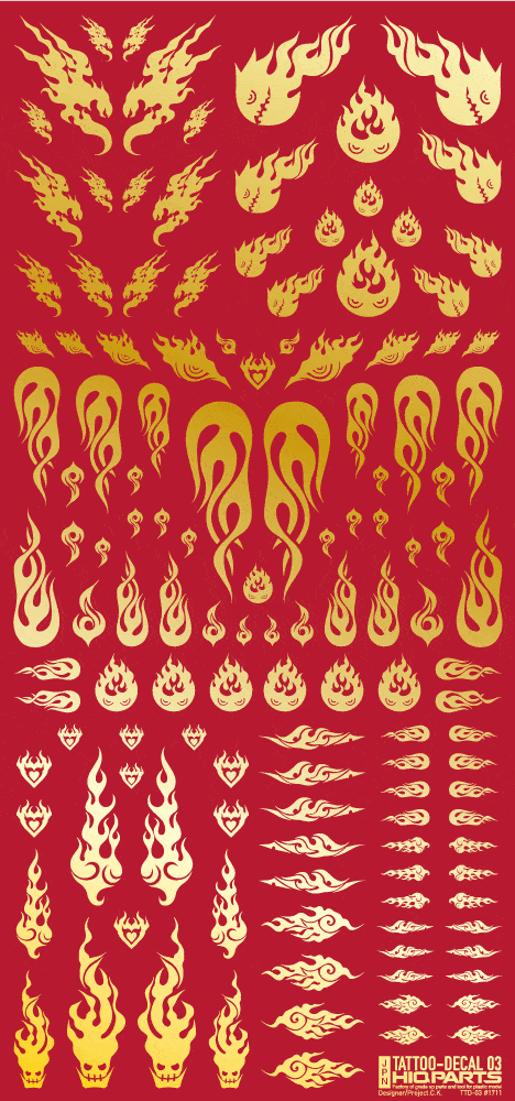 Tattoo Decal 03 "Fire" Gold(1pc)