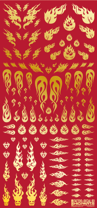 Tattoo Decal 03 "Fire" Gold(1pc)