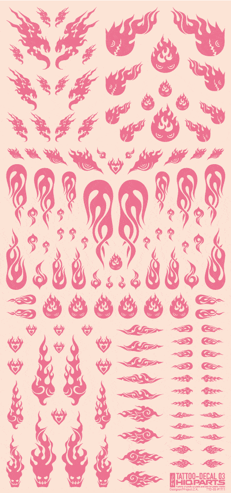 Tattoo Decal 03 "Fire" Tattoo Pink(1pc)