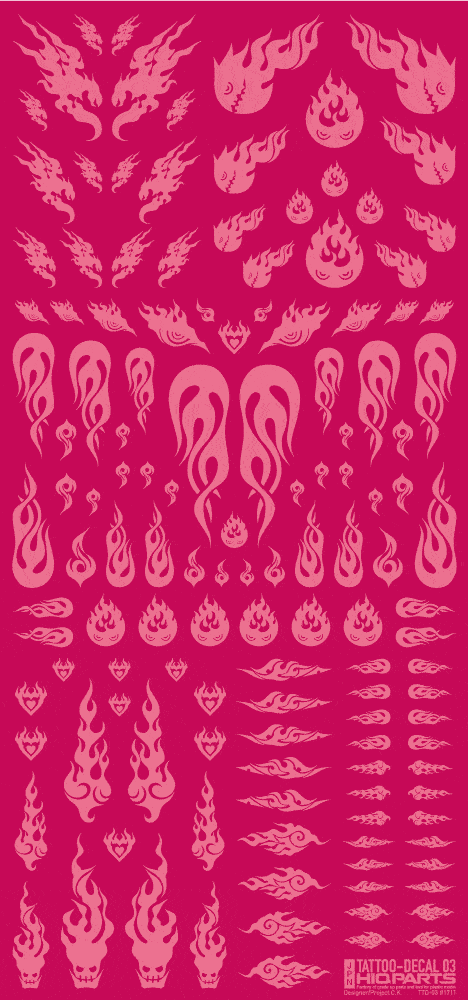 Tattoo Decal 03 "Fire" Tattoo Pink(1pc)