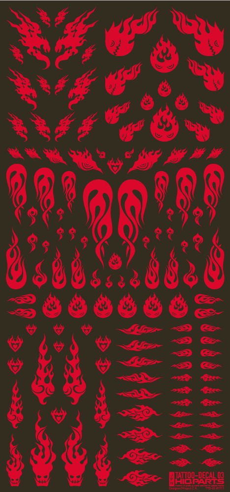 Tattoo Decal 03 "Fire" Red(1pc)