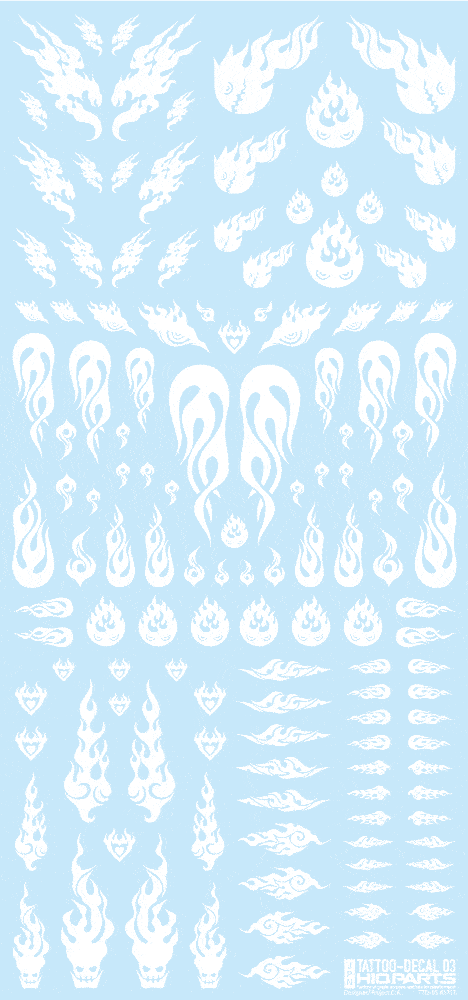 Tattoo Decal 03 "Fire" White(1pc)