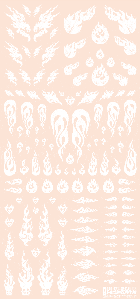 Tattoo Decal 03 "Fire" White(1pc)