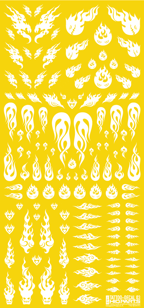 Tattoo Decal 03 "Fire" White(1pc)