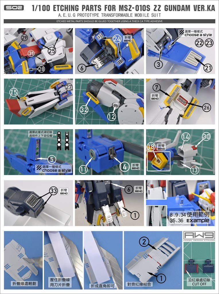 Photo Etch S01 MG ZZ Gundam Ver. ka