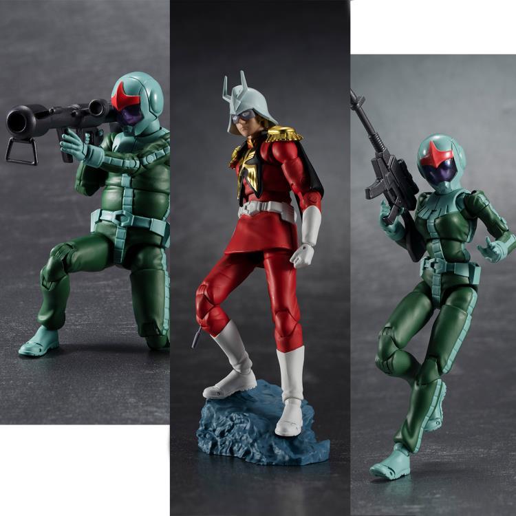 Mobile Suit Gundam G.M.G. Principality of Zeon Standard Infantry Soldier and Char Aznable Set of 3 Figures