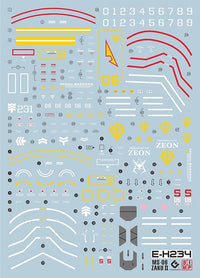 C60 HGUC Revive Zaku II Char's & Real Type Decal Sheet