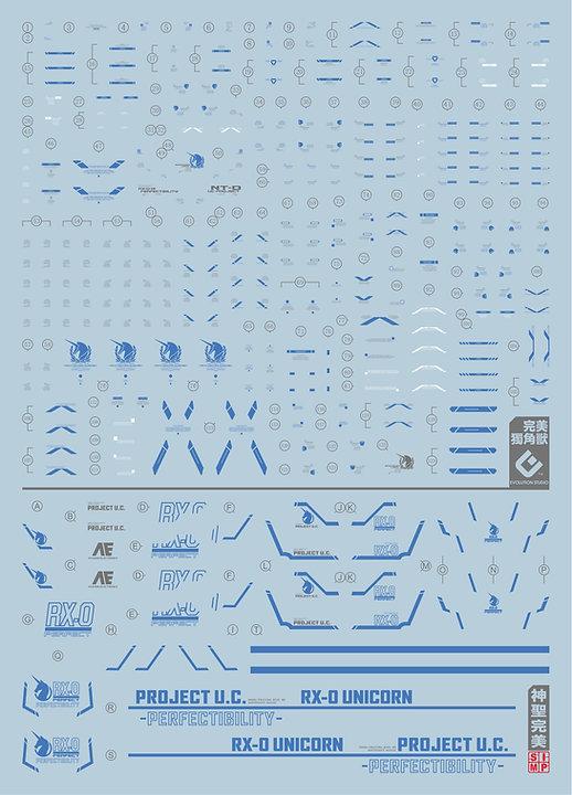 C51 RG / HG Unicorn Gundam Perfectibility (Blue) Decal Sheet