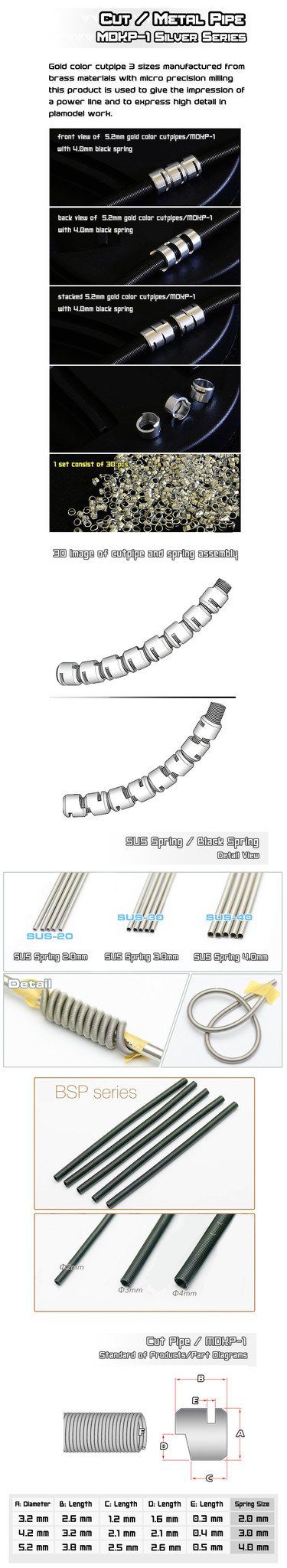 Cutpipe/Metalpipe.MDKP-1 Series(Silver)/30pcs