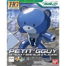 Petit'gguy Setsuna F Seiei Blue & Placard "Gundam Build Fighters",  Bandai HGPG 1/144