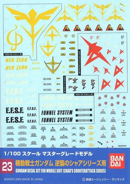 Gundam Decal No.23 MG Char's Counterattack Multiuse Decal Sheets