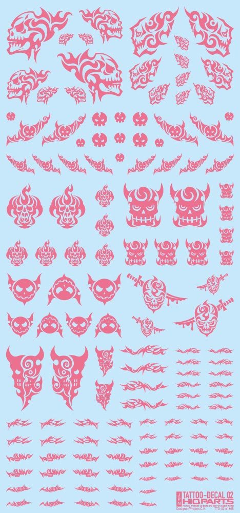 Tattoo Decal 02 "Skull" Tattoo Pink(1pc)