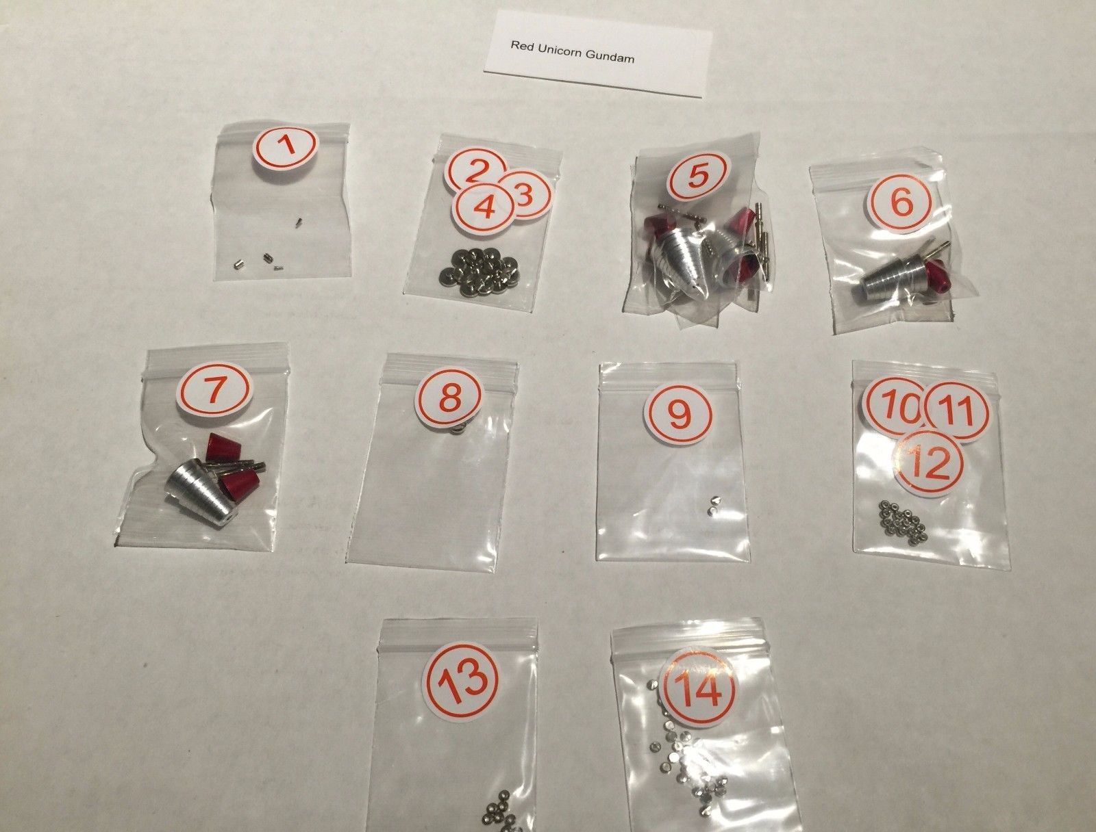 Metal Detail-Up Parts Set RED For Bandai PG 1/60 Unicorn Gundam