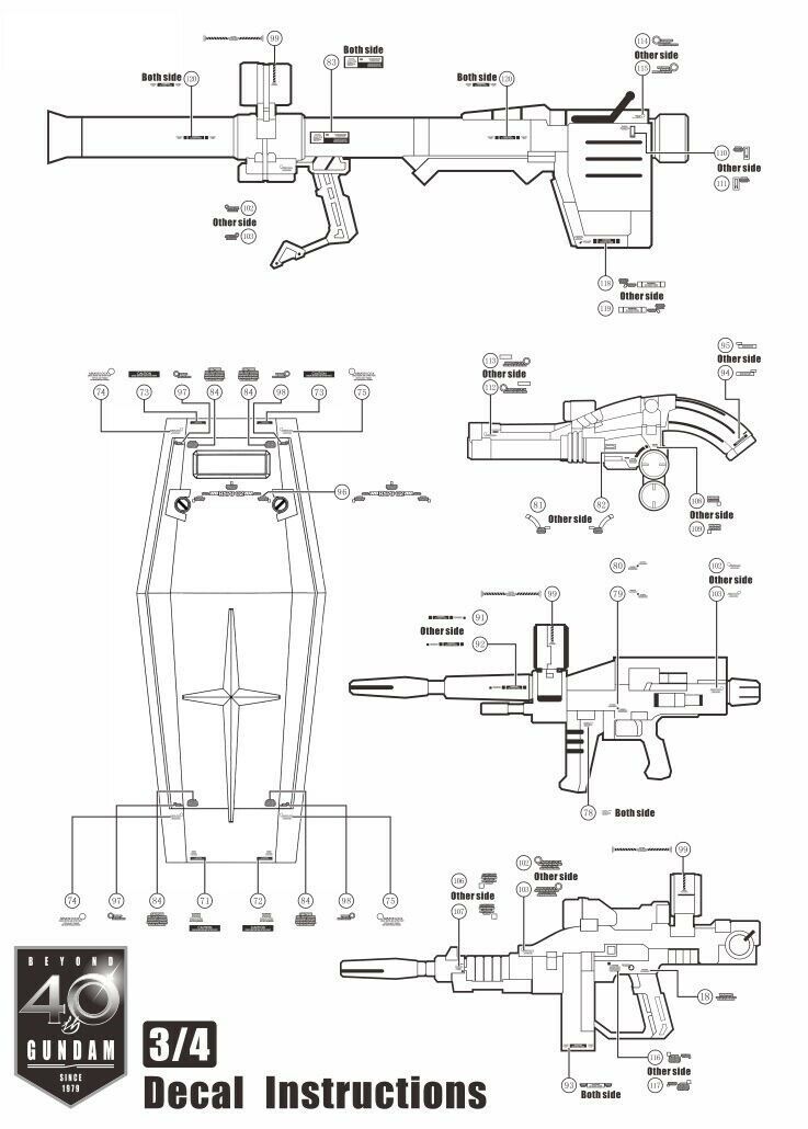 Decal MG RX-78-2 GTO Gundam model 40th Anniversary E29