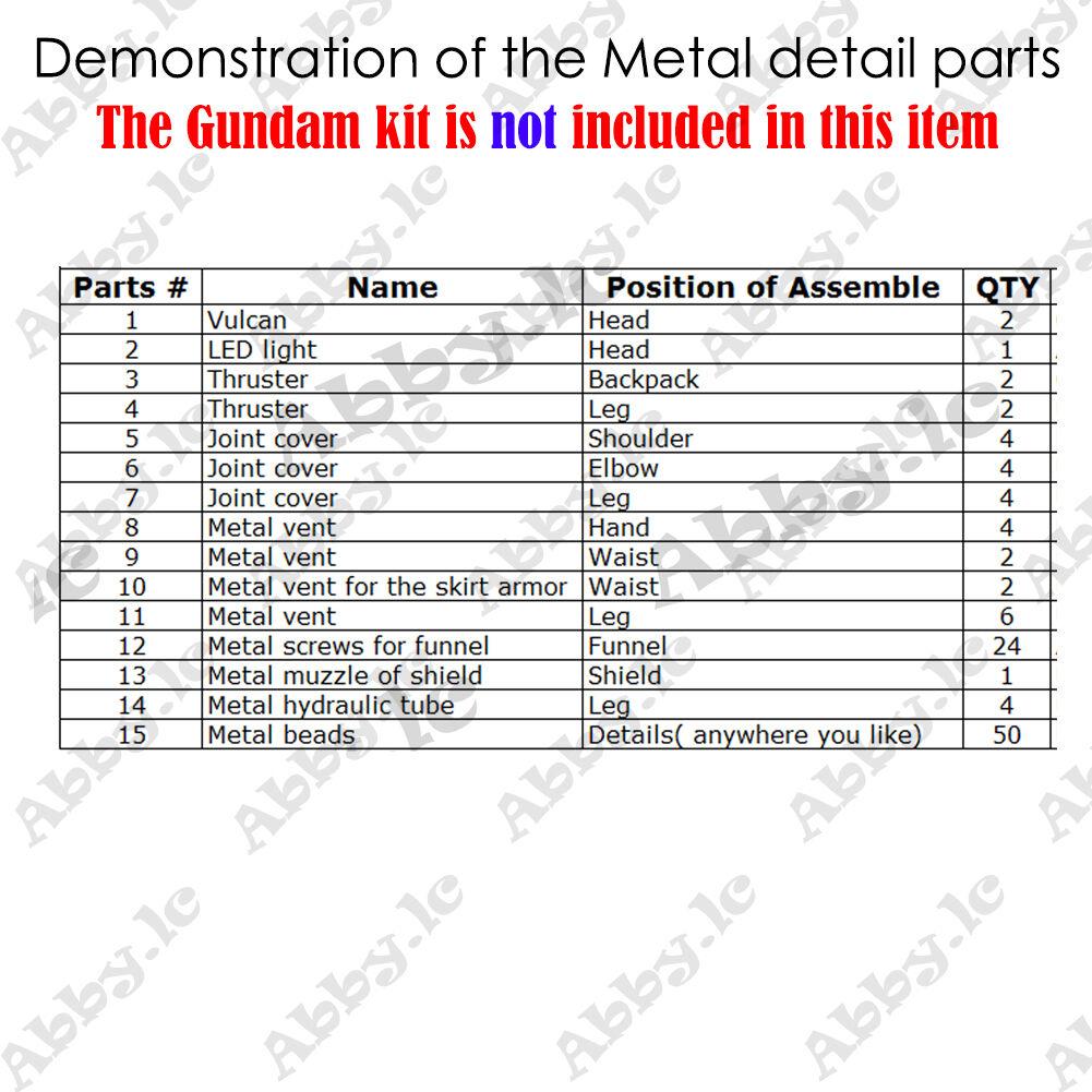 Metal Details Part Set MG 1/100 Hi-v Hi nu ver ka Gundam Kit (Silver)
