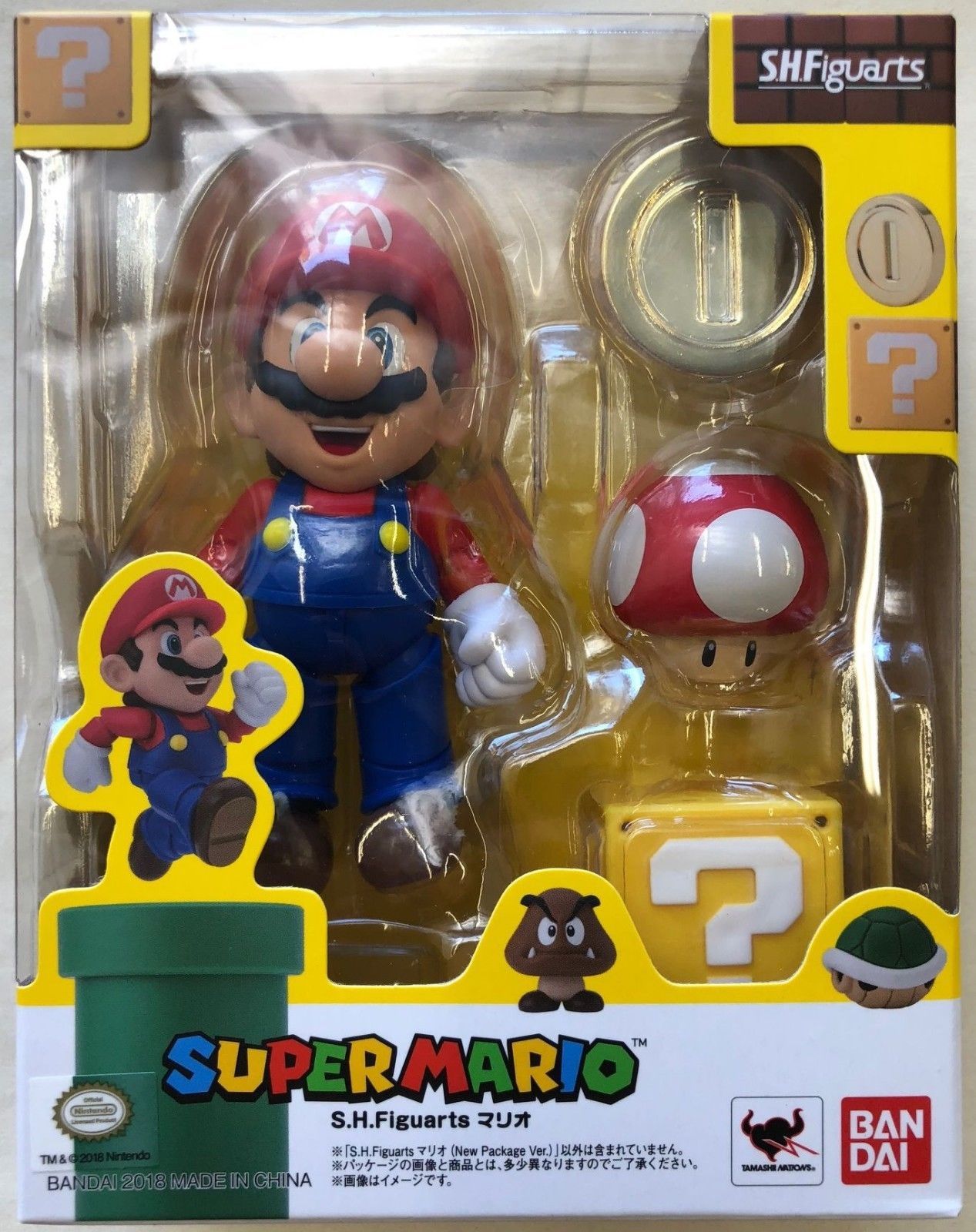 S.H.Figuarts Mario New Package Ver. Super Mario Brothers Action Figure Bandai