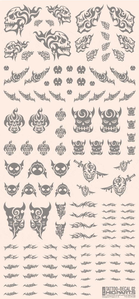 Tattoo Decal 02 "Skull" Clear Black(1pc)